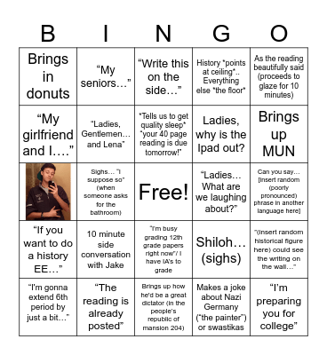 Mr. Meissner Bingo Card
