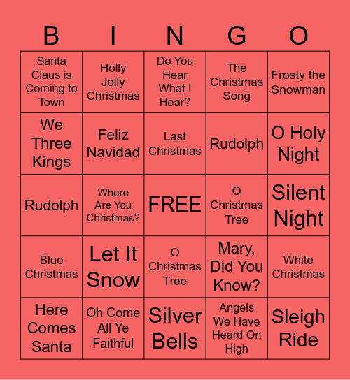 Winter Music Bingo! Bingo Card