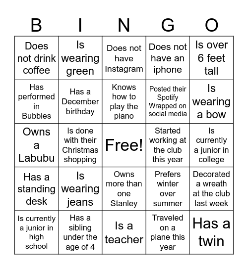 Find a Coworker Who... Bingo Card