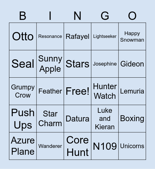 LADS Bingo Card