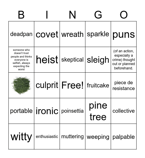 Holiday Hallway Heist Bingo Card