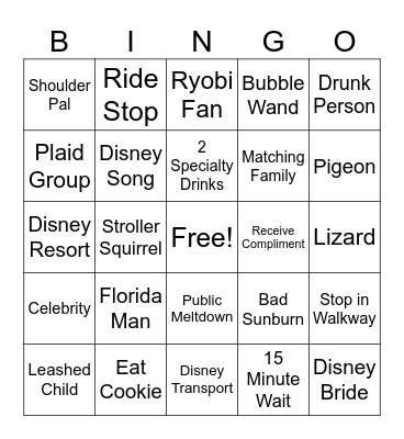 Florida Christmas Bingo Card
