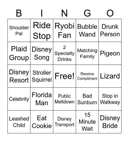 Florida Christmas Bingo Card