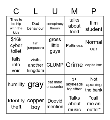Milkman stream bingo Card