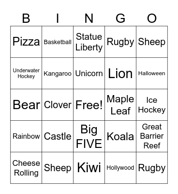 World Culture Bingo Card