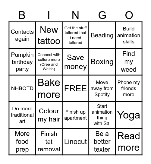 NEW YEAR'S BINGO Card