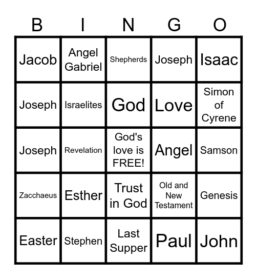 Bible Bingo Card