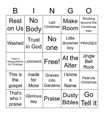 Christmas Music Bingo Card