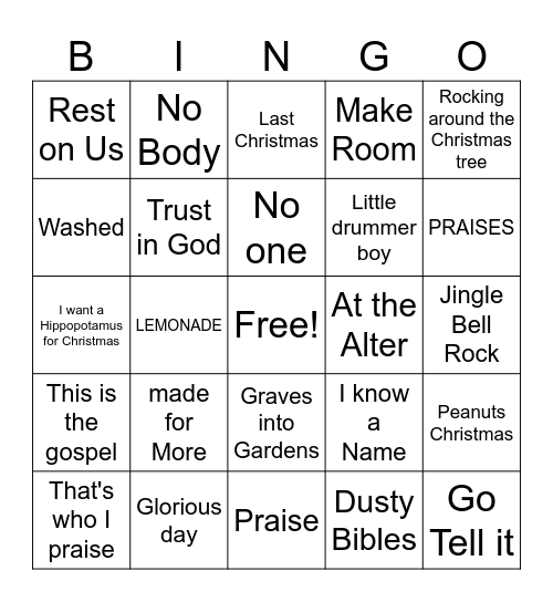 Christmas Music Bingo Card