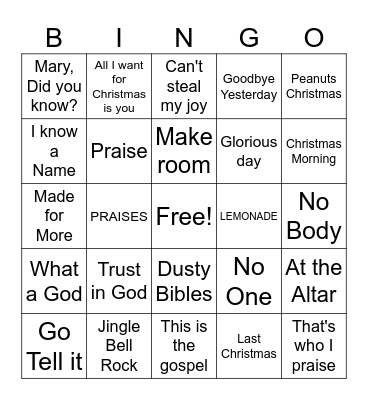 Christmas Music Bingo Card