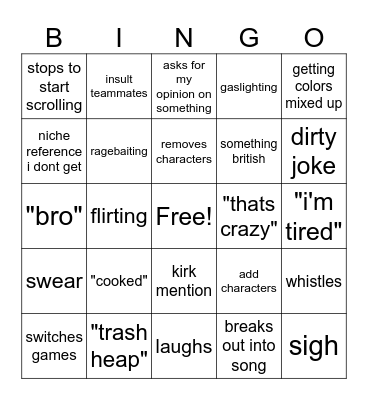 gaming/drawing bingo Card