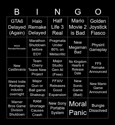 GAMING 2026 Bingo Card