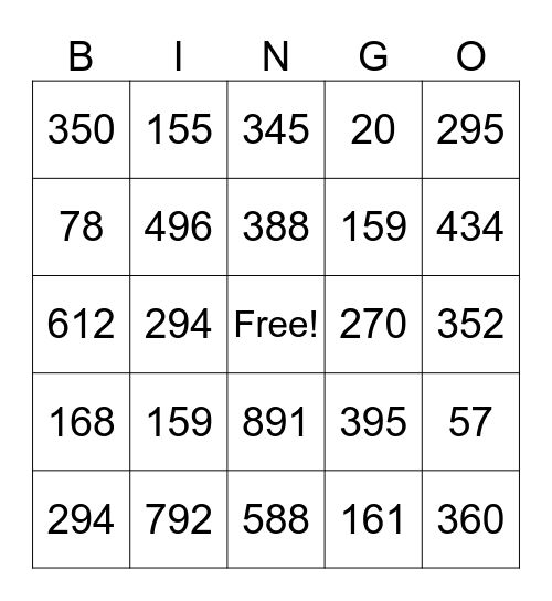 Multiplication Bingo Card