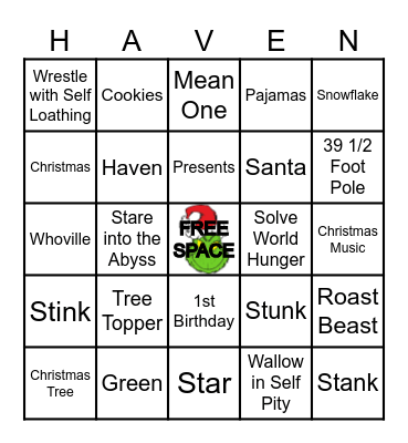 THE ONE WHO STOLE CHRISTMAS Bingo Card