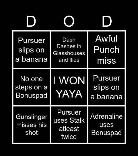 DOD Pursuer Bingo! Bingo Card