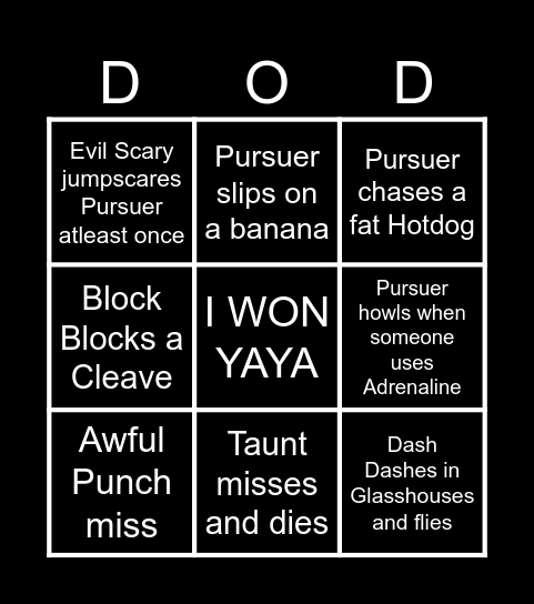 DOD Pursuer Bingo! Bingo Card