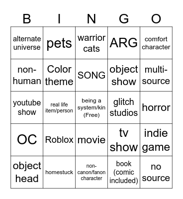 system/kin source bingo Card
