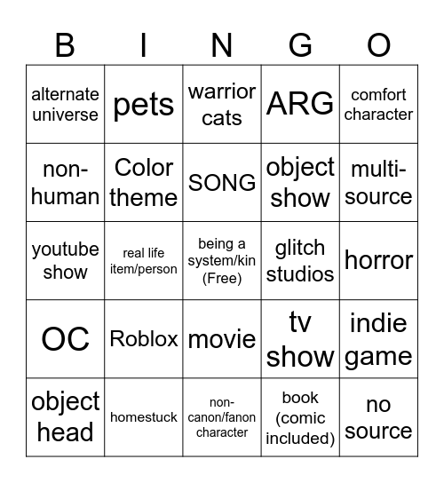 system/kin source bingo Card