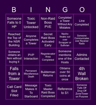 Noli's Bingo That Kills You Bingo Card