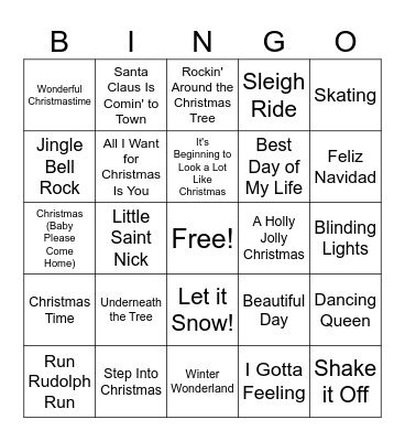 Festive Music Bingo Card