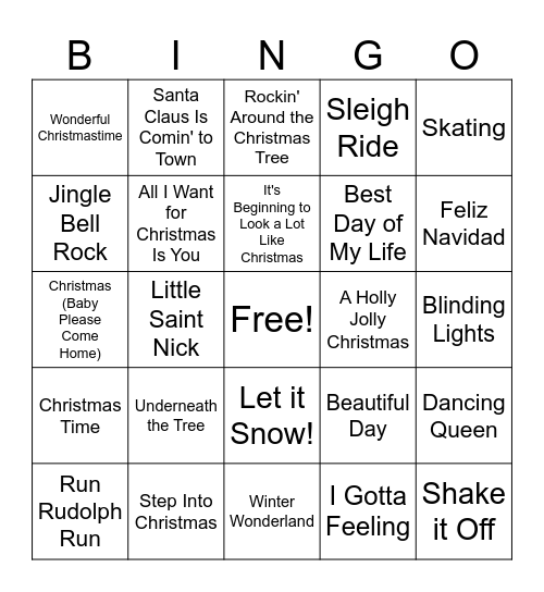 Festive Music Bingo Card