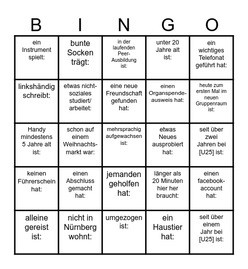 Finde eine Person, die 2025 oder im Moment... Bingo Card