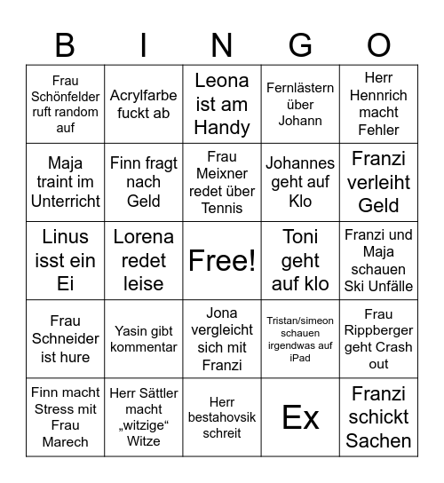 Klasen Bingo Card