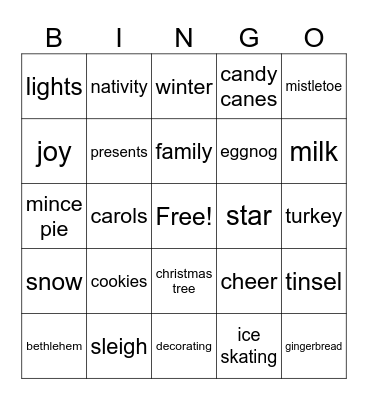 christmas Bingo Card