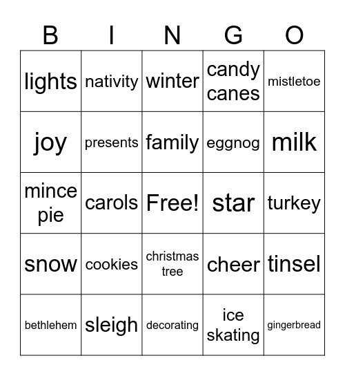 christmas Bingo Card
