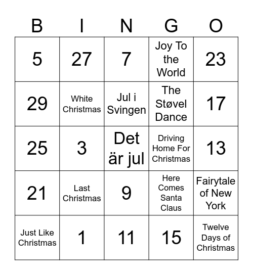 Julebingo Card