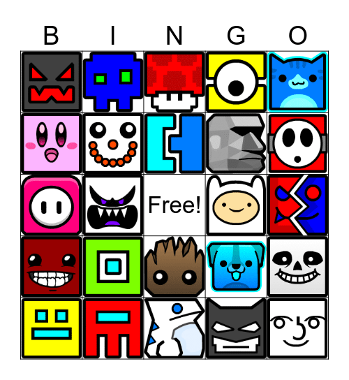 Geometry Dash Icon Bingo Card