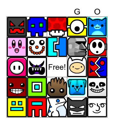 Geometry Dash Icon Bingo Card