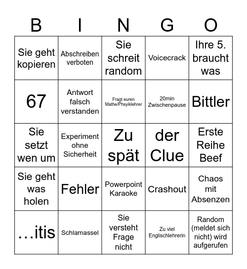 Tanja Bingo Card