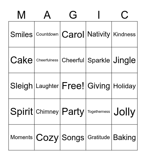Collative Christmas Bingo Card