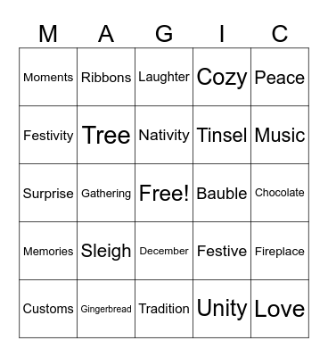 Collative Christmas Bingo Card