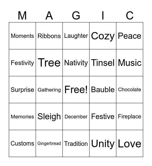 Collative Christmas Bingo Card