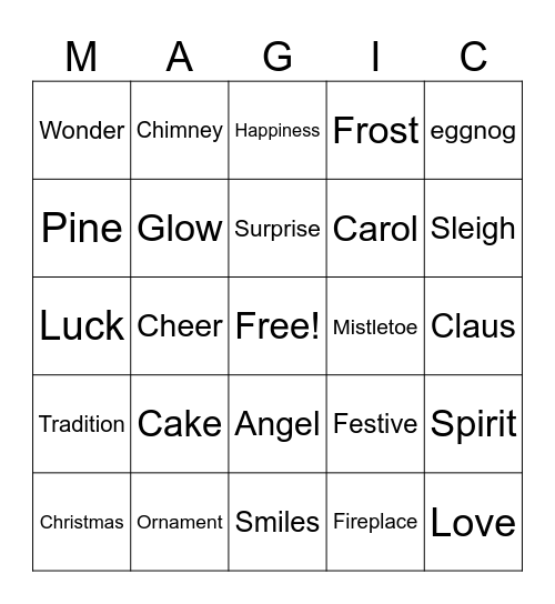 Collative Christmas Bingo Card