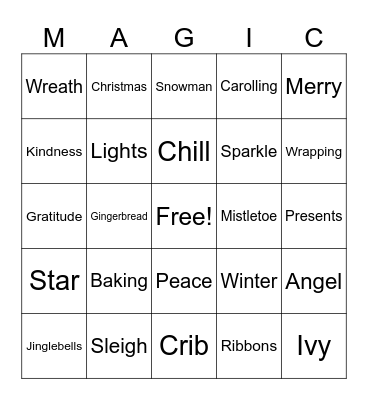 Collative Christmas Bingo Card