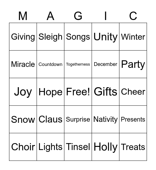Collative Christmas Bingo Card