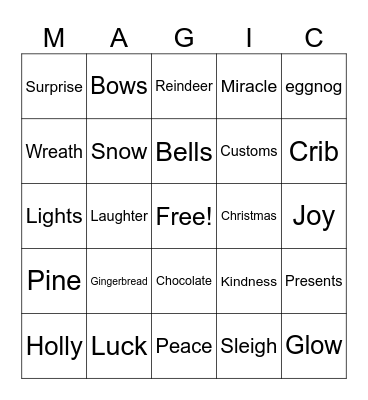 Collative Christmas Bingo Card