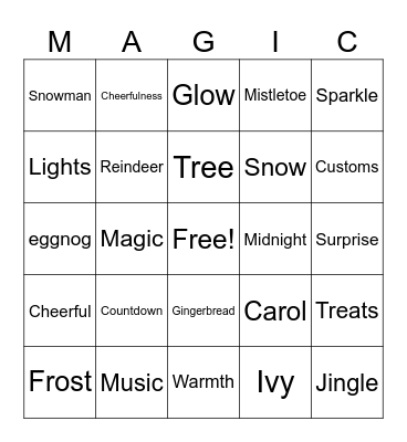 Collative Christmas Bingo Card