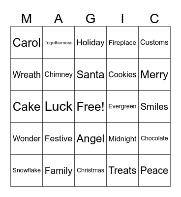 Collative Christmas Bingo Card