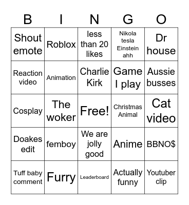 Instagram Bingo Card