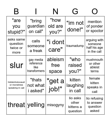 lio fatvoy bingo card Bingo Card