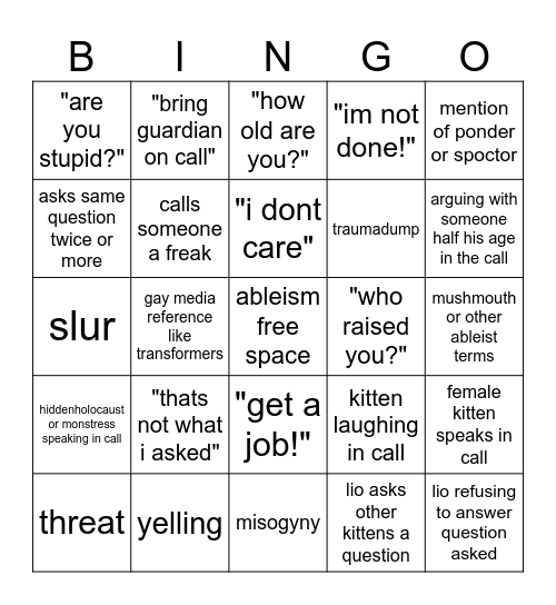 lio fatvoy bingo card Bingo Card