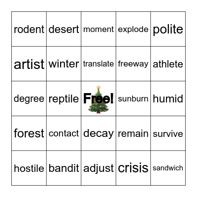 3rd Grade Word Study Review Bingo Card