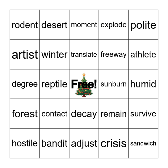 3rd Grade Word Study Review Bingo Card