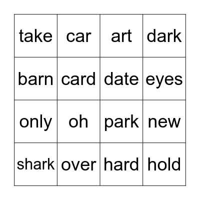 Sight Words BINGO Card