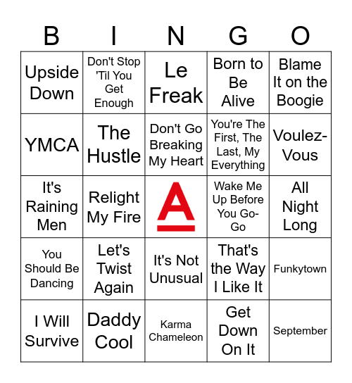 Avenue Disco Bingo Card