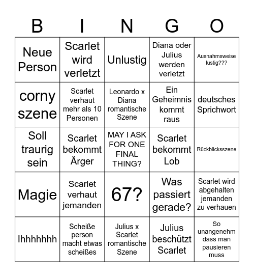 Scarlet Bingo Card